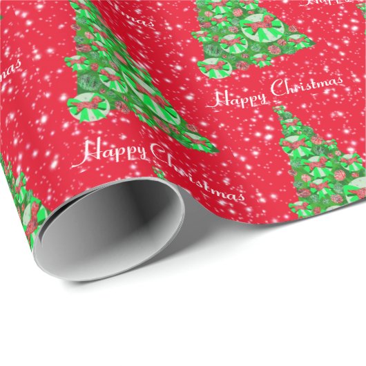 ダンディディディンモントテリアードックリスマスツリーレッド ラッピングペーパー (ロールコーナー)