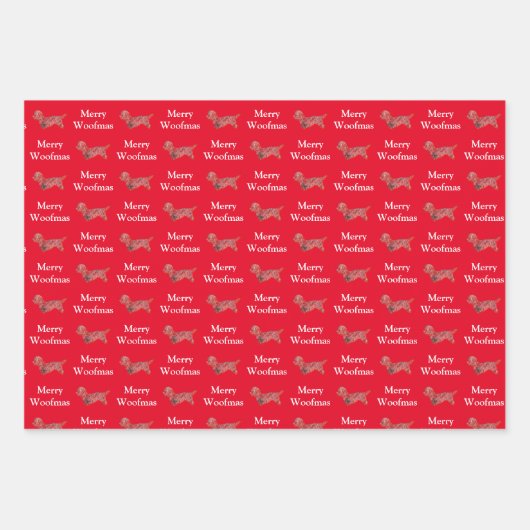 ダンディディディンモントドグシルエットレッドウメリーーフマス ラッピングペーパーシート (正面)