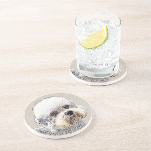 ダンディディディンモント絵画テリアのオリジナルドッグアート コースター (側面)