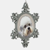 ダンディディディンモント絵画テリアのオリジナルドッグアート スノーフレークピューターオーナメント (左)