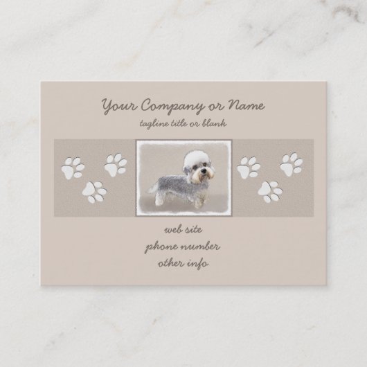 ダンディディディンモント絵画テリアのオリジナルドッグアート 名刺 (正面)