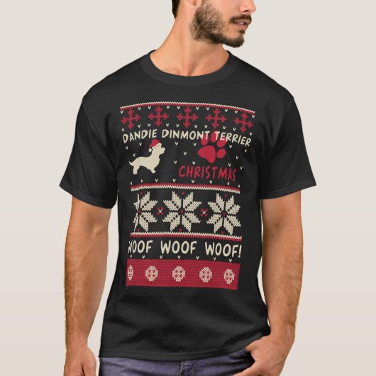ダンディーディンモントテリアクリスマスセーおもしろいターGif Tシャツ (正面)