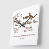 ダンディー・タウンミルクペイルとフィン・フェザー・ファーム スクエア壁時計 (傾斜)