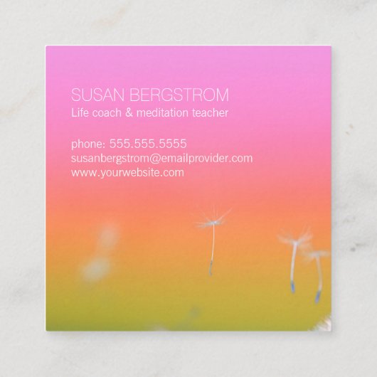 ダンデリオンがニジマスクエア願いの名刺を作る スクエア名刺 (裏面)