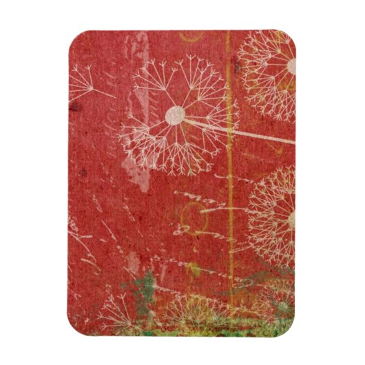 ダンデリオンがピンクの空に風を受ける抽象芸術 マグネット (縦)