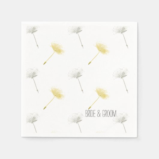 ダンデリオンウィッシュフラワーズブライダルシャワー スタンダードカクテルナプキン (正面)