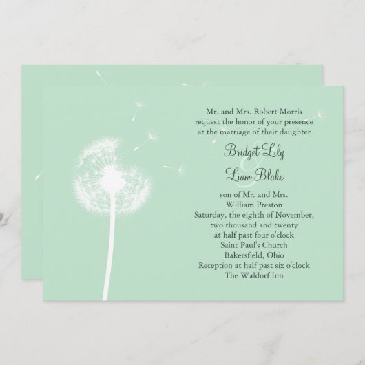 ダンデリオンオンミント結婚式招待状 招待状 (正面/裏面)