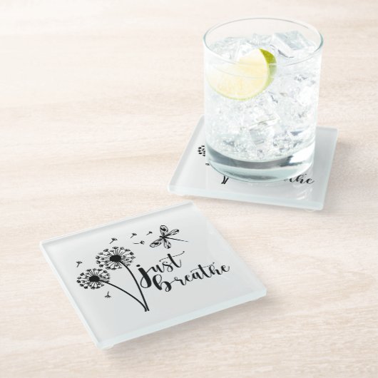 ダンデリオンドラゴンフライジャスト飲料用コースター ガラスコースター (アングル)