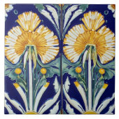 ダンデリオンフラワーアールヌーボーデコイエローフローラ タイル (正面)