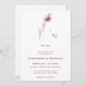 ダンデリオンフラワーテラコッタインディボタニカル我々 招待状 (正面/裏面)