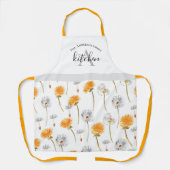 ダンデリオンフローラフラワーモノグラムスクリプト文字 エプロン (正面)