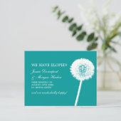 ダンデリオンホワイト&ティール（緑がかった色）エロペメント 案内ポストカード (スタンド正面)