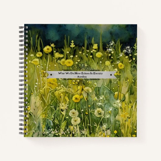 ダンデリオンメドウオーレリウス永遠引用文ジャーナル ノートブック (正面)