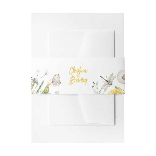 ダンデリオンワイルドフラワー庭園の結婚式 招待状ベリーバンド (正面例)