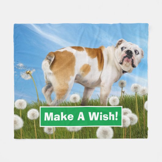 ダンデリオン犬 フリースブランケット (正面(横))