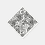 ダンデリオン、白黒 スタンダードカクテルナプキン (角)