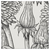 ダンデリオン、白黒 ファブリック (クローズアップ)