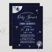 ダンデリオ吹の星空の夜の赤ちゃんシャワー 招待状 (正面/裏面)