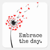 ダンデロン赤いハート付き引用文 スクエアシール (正面)