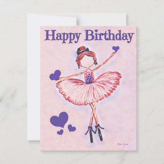 ダンパーソナライズされたサ誕生日カードバレリーナ (正面)