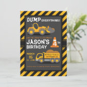 ダンプすべてダンプトラックの誕生会の招待 招待状 (スタンド正面)