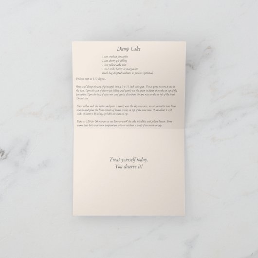 ダンプのケーキのレシピのメッセージカード カード (内部)