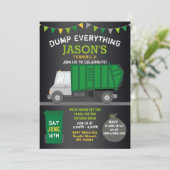 ダンプエリーチングおもしろいゴミトラック誕生日 招待状 (スタンド正面)