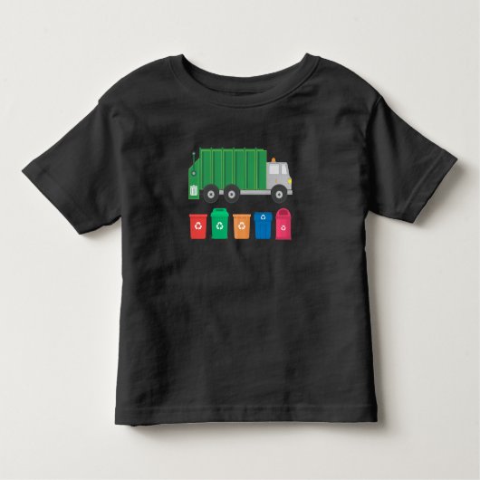 ダンプスターが付いているごみ収集車のギフトの屑トラック トドラーTシャツ (正面)