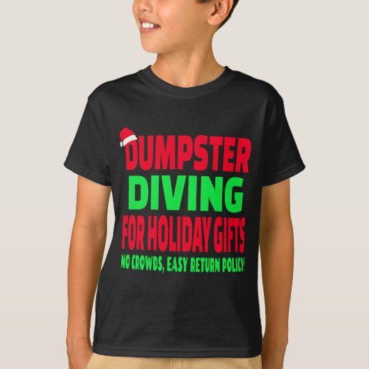 ダンプスターダイビングクリスマスサンタハット Tシャツ (正面)