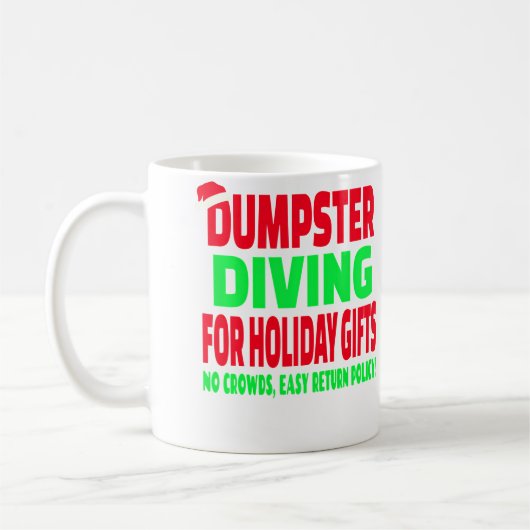 ダンプスターダイビング クリスマス サンタ帽子 コーヒーマグカップ (左)