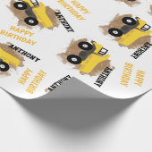 ダンプトパーソナライズされたラック建築マッド少年の名前 ラッピングペーパー (角)