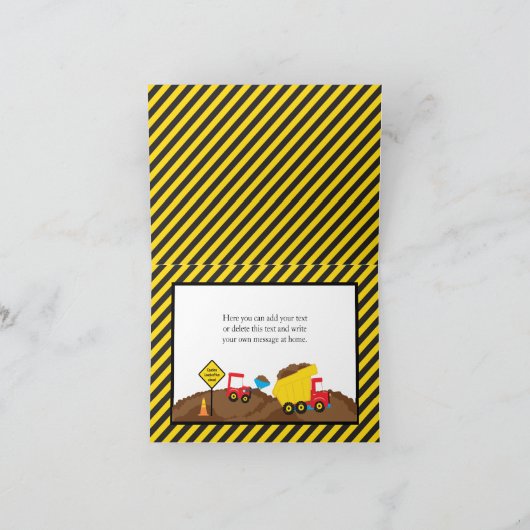 ダンプトラックとディガー誕生日ありがとう サンキューカード (内部)