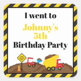 ダンプトラックとディガー誕生日「行った」 スクエアシール