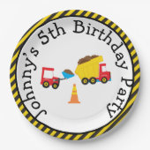 ダンプトラックとディガー ペーパープレート (正面)