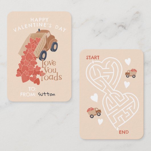 ダンプトラックとハートの教室バレンタイン ノートカード (正面/裏面)