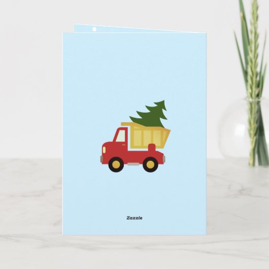 ダンプトラックと松の木と子供のクリスマスカード シーズンカード (裏面)