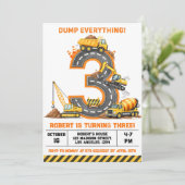 ダンプトラックのすべて 建設トラック 3歳の誕生日 招待状 (スタンド正面)