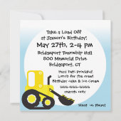 ダンプトラックの写真を使った建設テーマの誕生日招待状 招待状 (裏面)