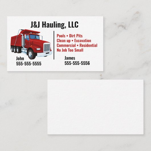 ダンプトラックの名刺 名刺 (正面/裏面)