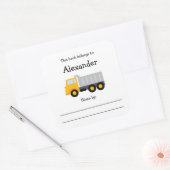 ダンプトラックの子供の蔵書票とメッセージ スクエアシール (封筒)