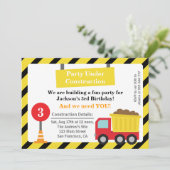 ダンプトラックの建築のテーマの誕生会 招待状 (スタンド正面)