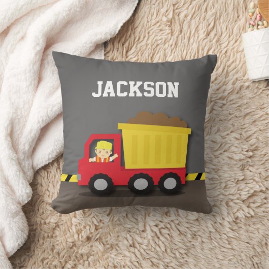 ダンプトラックの建築の建築者の男の子部屋の装飾 クッション (ブランケット)