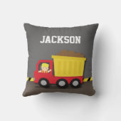 ダンプトラックの建築の建築者の男の子部屋の装飾 クッション (裏面)