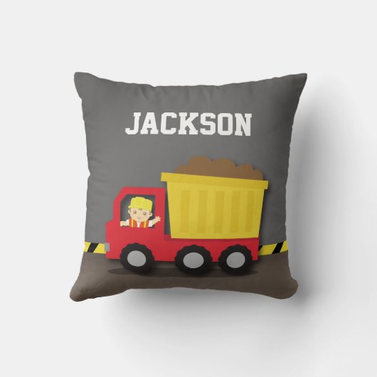 ダンプトラックの建築の建築者の男の子部屋の装飾 クッション (裏面)