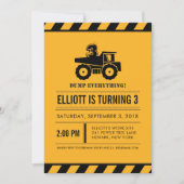 ダンプトラックの誕生会の招待 招待状 (正面)