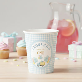 ダンプトラックの1歳の誕生日おめでとう ボーイ 紙コップ