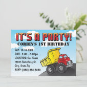 ダンプトラックチャイルド誕生日招待状 招待状 (スタンド正面)