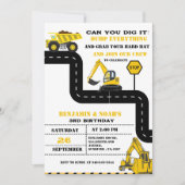 ダンプトラックツインボーイ建築誕生日 招待状 (正面)