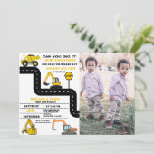 ダンプトラックツインボーイ建築誕生日 招待状 (スタンド正面)