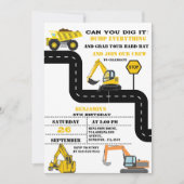 ダンプトラックツインボーイ建築誕生日 招待状 (正面)